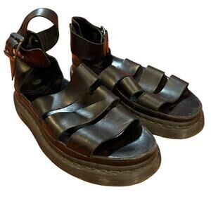 DR. MARTENS Black Leather Clarissa Platform Gladiator Sandals Womens EU 37, US 6